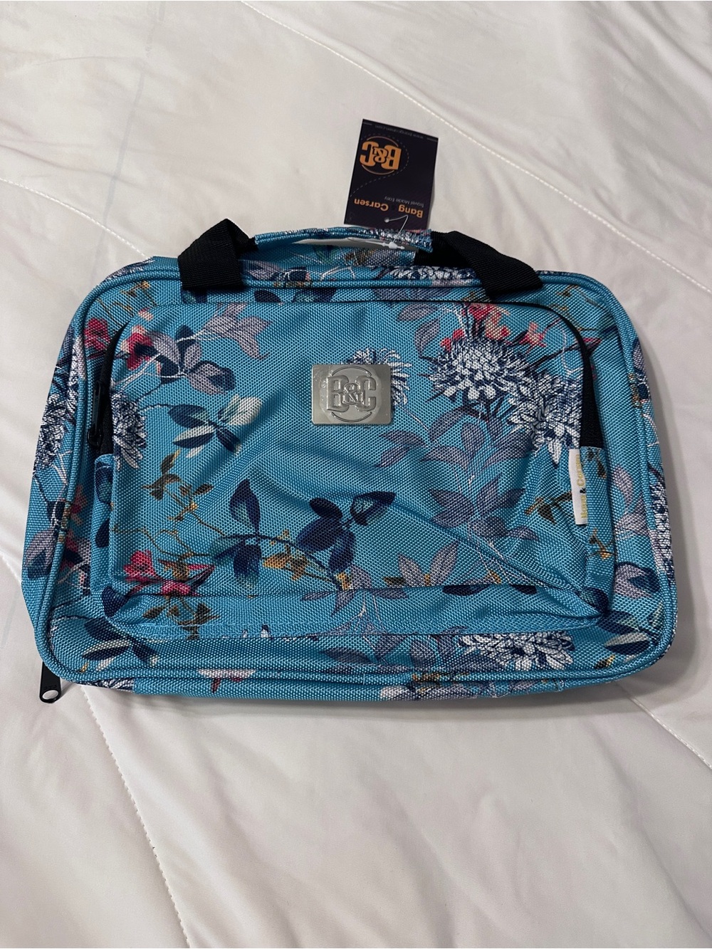 Bang & Carsen Large Hanging Travel Organizer Bag - Turquoise Flowers Prin